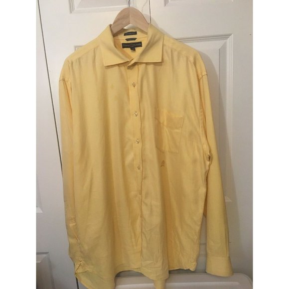 Tommy Hilfiger "80's 2 PLY Fabric Cotton" Yellow Button Front Men’s Sz XL Shirt - Picture 4 of 8